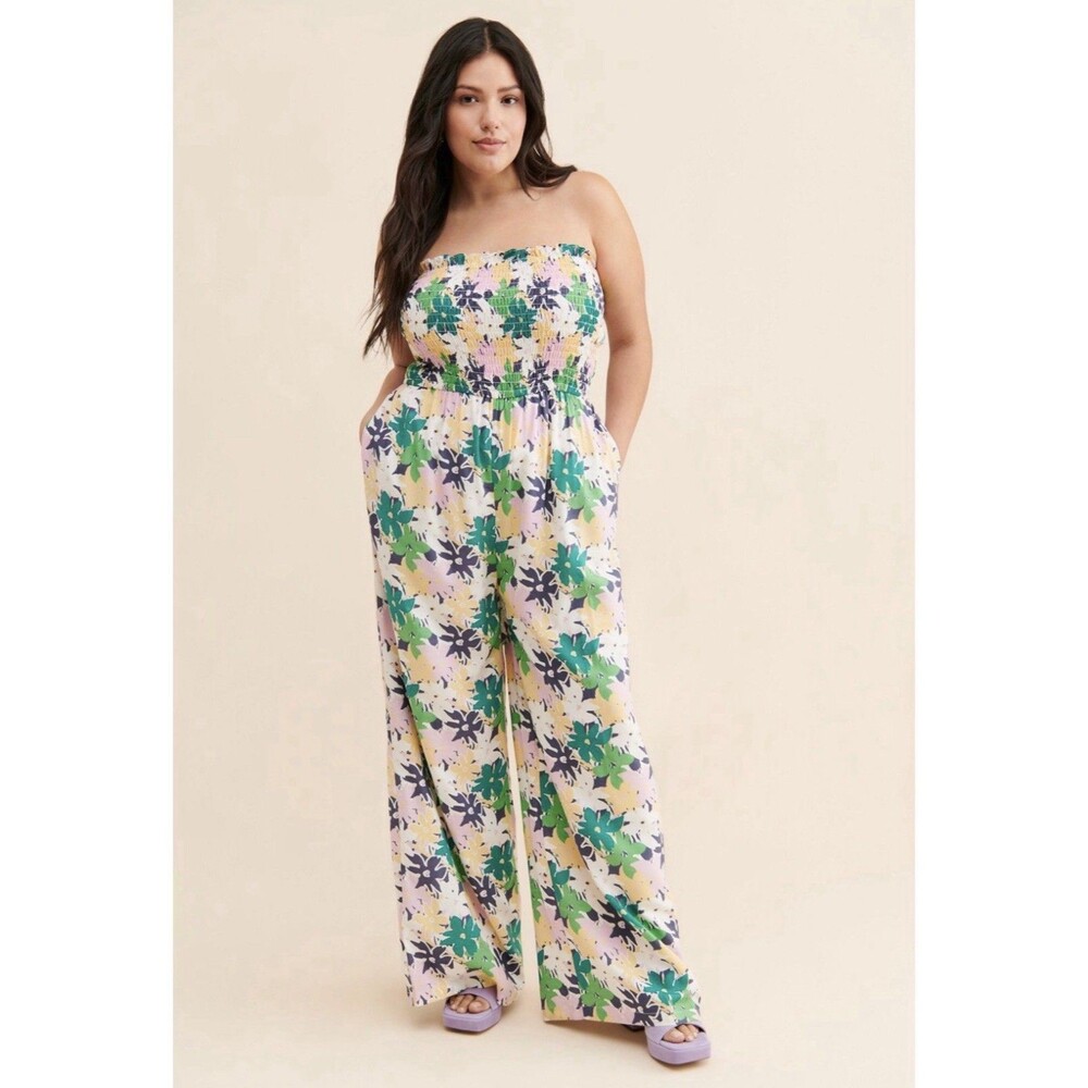 EUC Nuuly × Rue Stic Luz Smocked Jumpsuit Sz 2X
